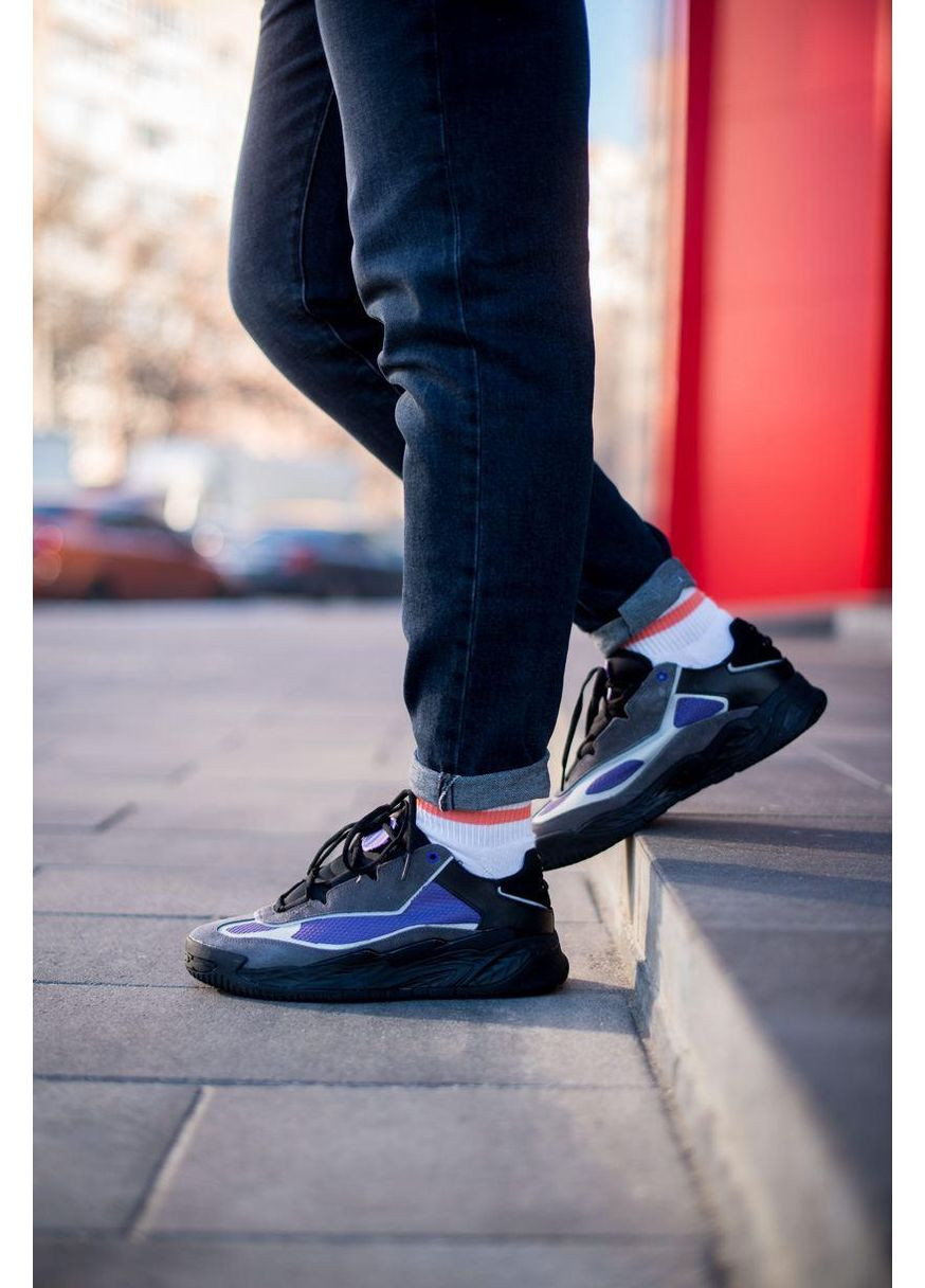 Чорні Осінні кросівки чоловічі adidas niteball black violet адідас найтбол No Brand