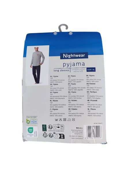 Чоловіча піжама з довгим рукавом nightwear, розмір xl, сірий, темно-синій No Brand (363819632)