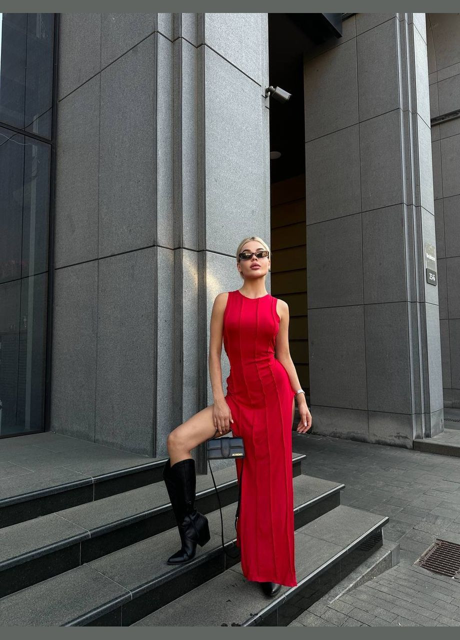 Красное повседневный платье женское Гермес однотонное