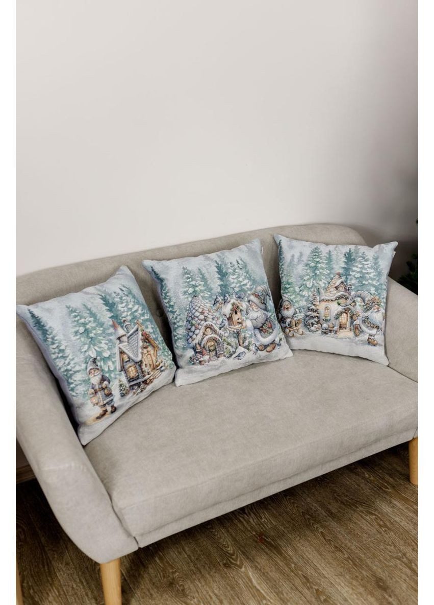 Декоративная наволочка Сказочные гномы 45х45 см для новогоднего декора стильный подарок ProDobro (369377918)