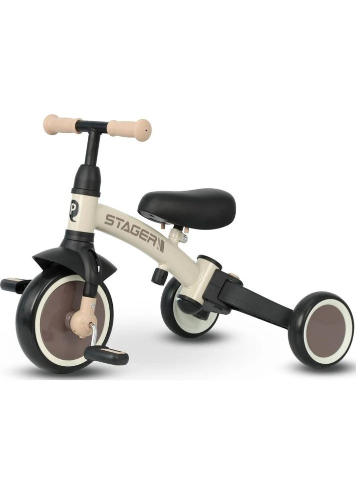 Дитячий велосипед Stager 3 в 1 з ручкою, біговел, Beige-Brown (T80STAGERBeigeBrown) Qplay (397517242)