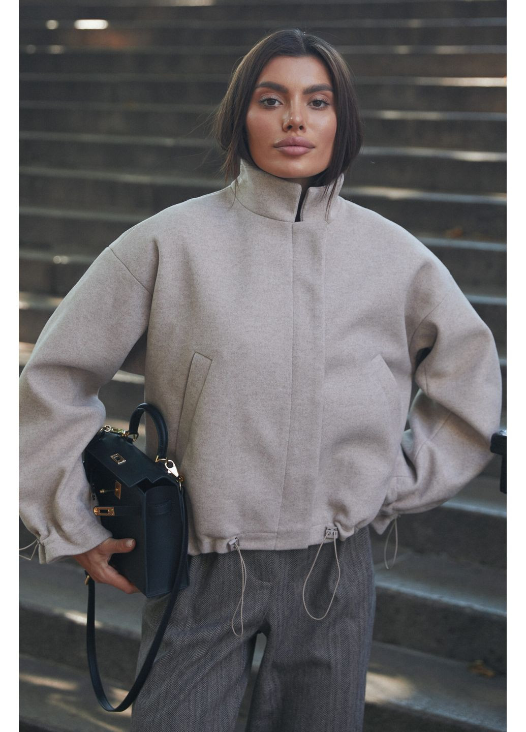 Бежевое демисезонное Укороченное пальто 2295.6459 Seventeen