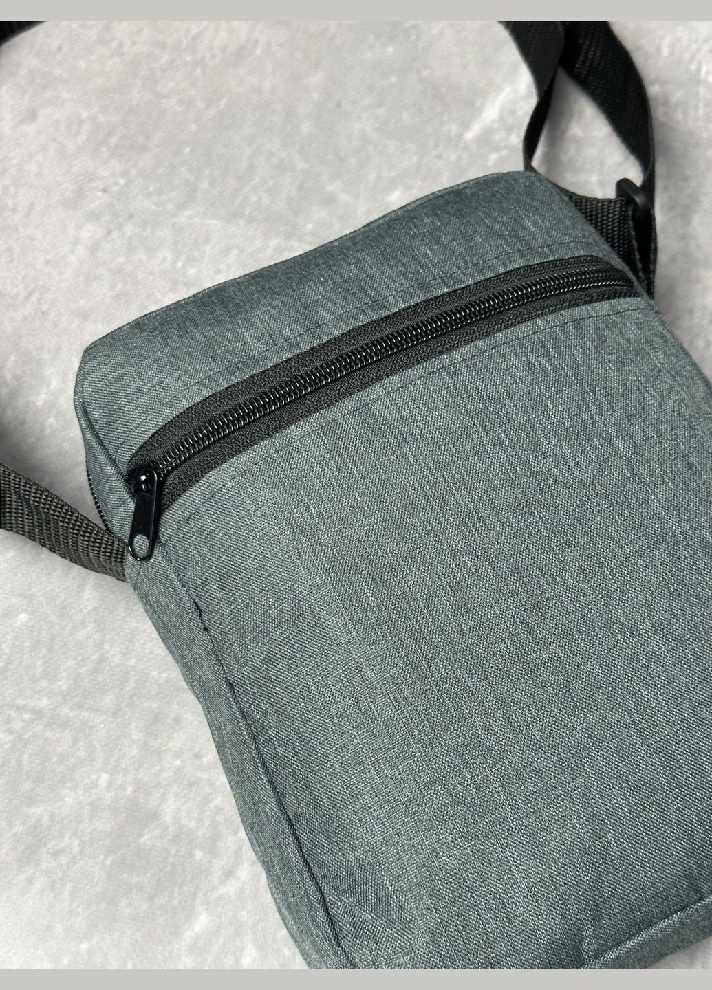 Барсетка темно-сірий меланж (чорн. лого) No Brand (329404778)