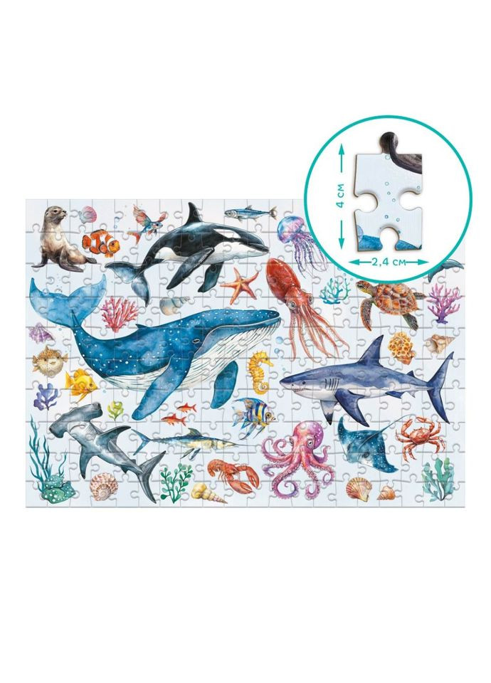 Дитячий пазл Монтессорі "Океанічні тварини" 300630, 200 елементів DoDo Toys (364847742)