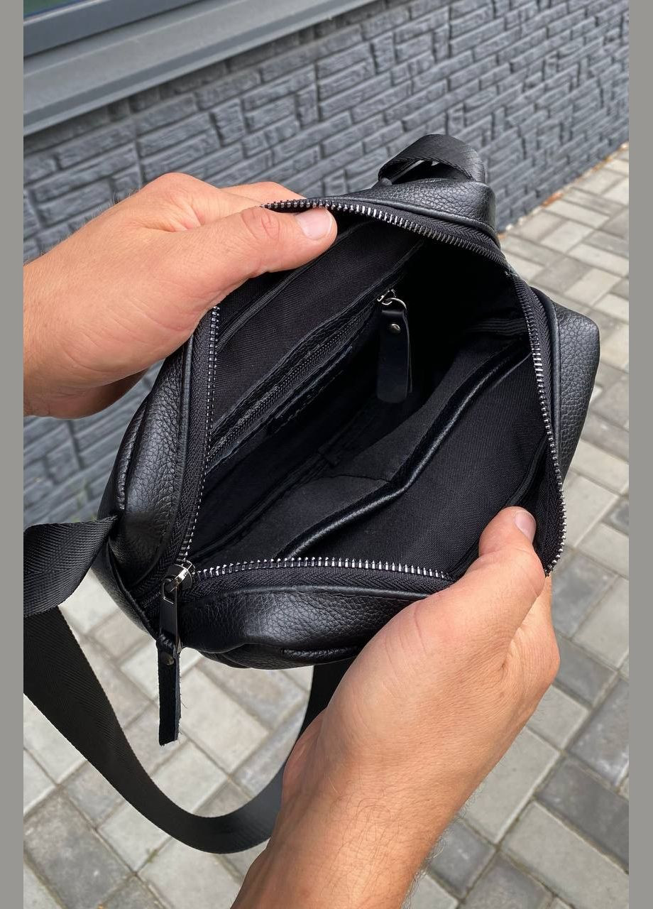 Мужская кожаная нагрудная сумка бананка слинг Cube 5.0 No Brand (323436772)