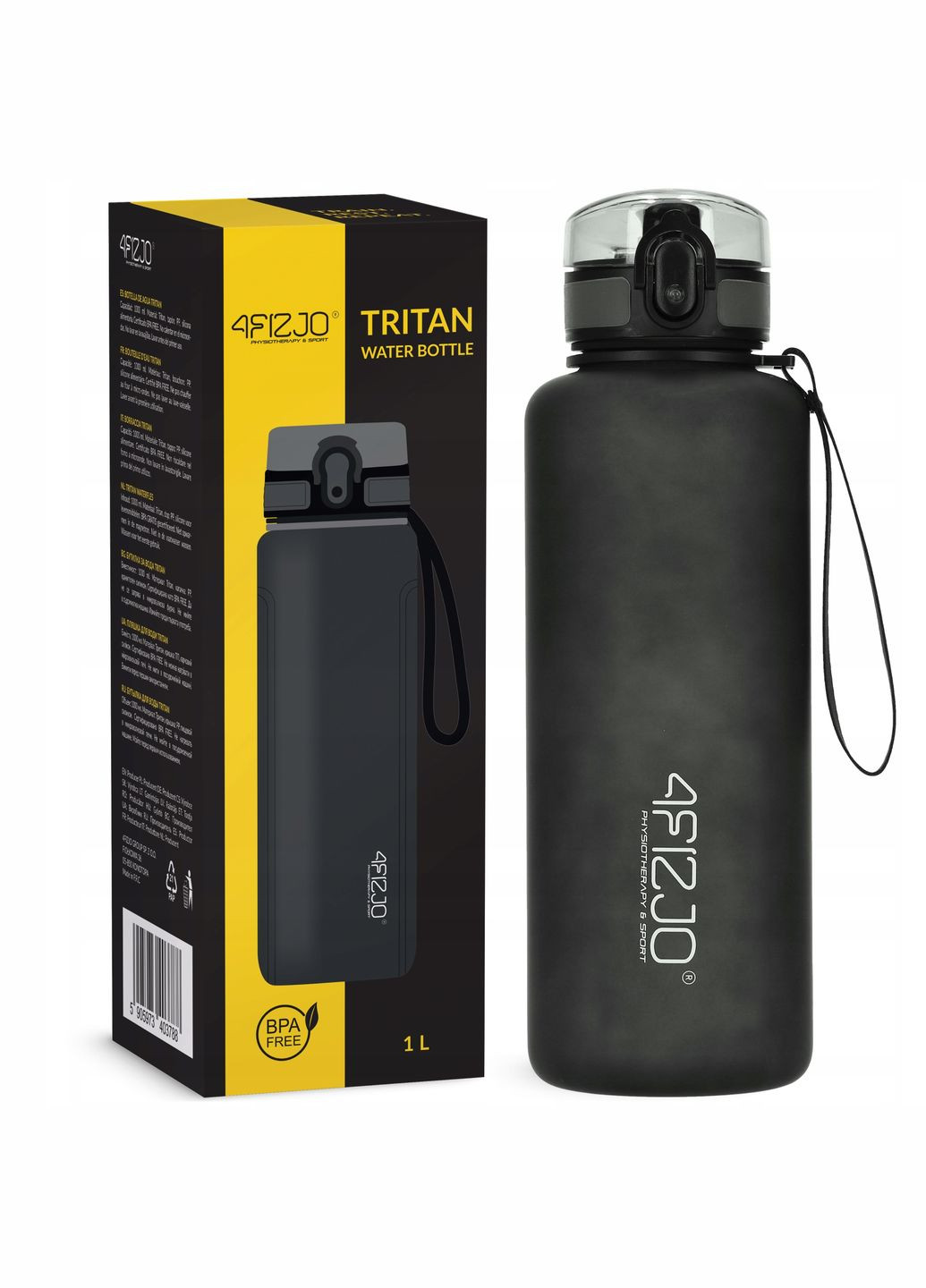 Бутылка для воды спортивная 1000 мл Black (P5905973403788) 4FIZJO P-5905973403788 (316089392)