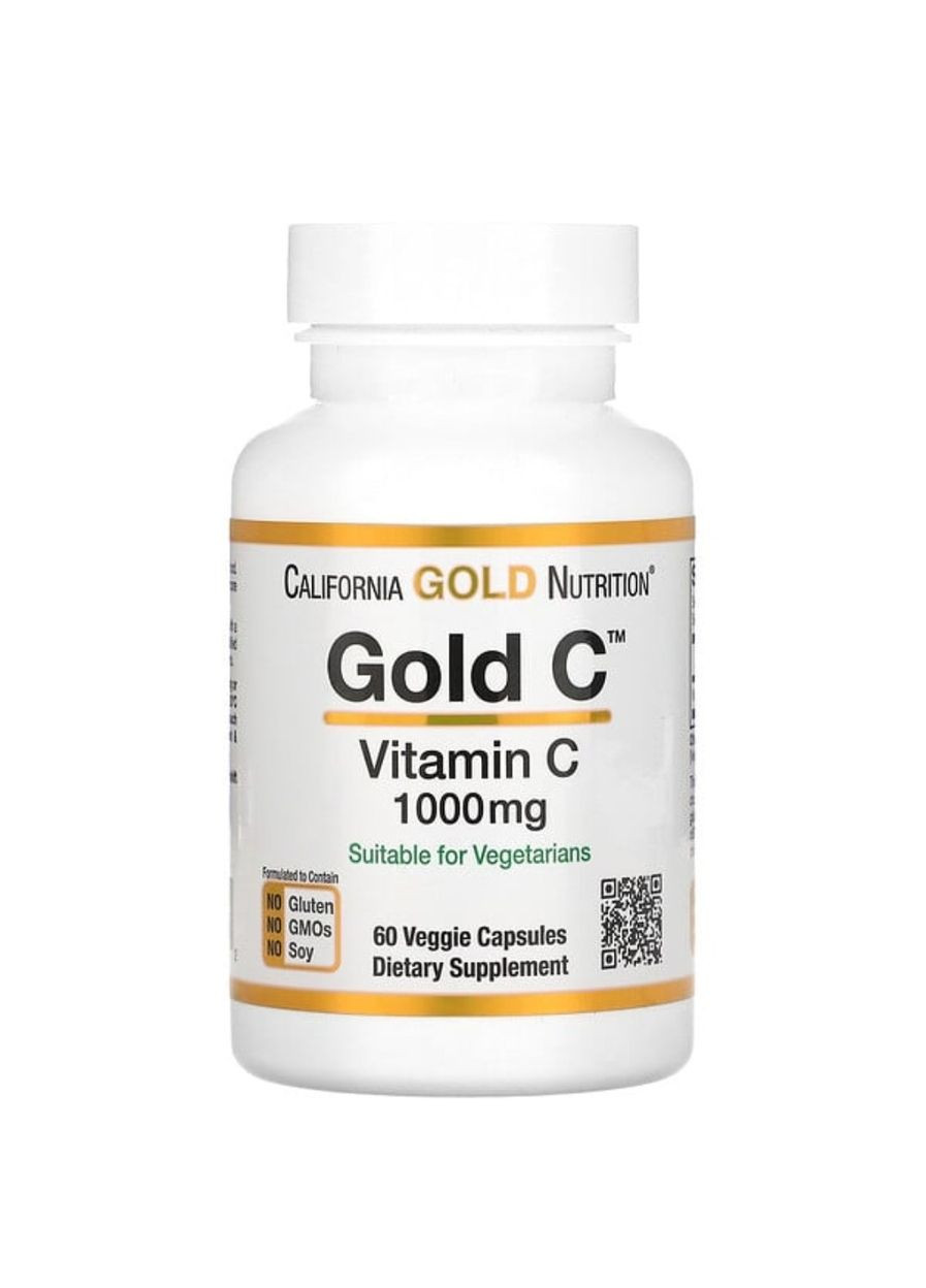 , Gold C, витамин С, 1000 мг, 60 вегетарианских капсул California Gold Nutrition (315409015)