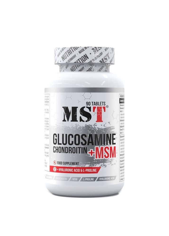 Препарат для суглобів і зв'язок Glucosamine Chondroitin MSM Hyaluronic Acid L-Proline, 90 таблеток MST (324421119)
