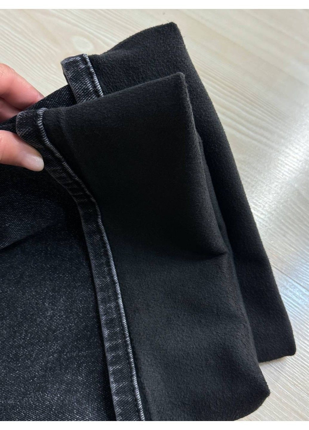 Джинси жіночі 8210 утеплені палаццо на флісі з ременем чорні Derun - (365574404)