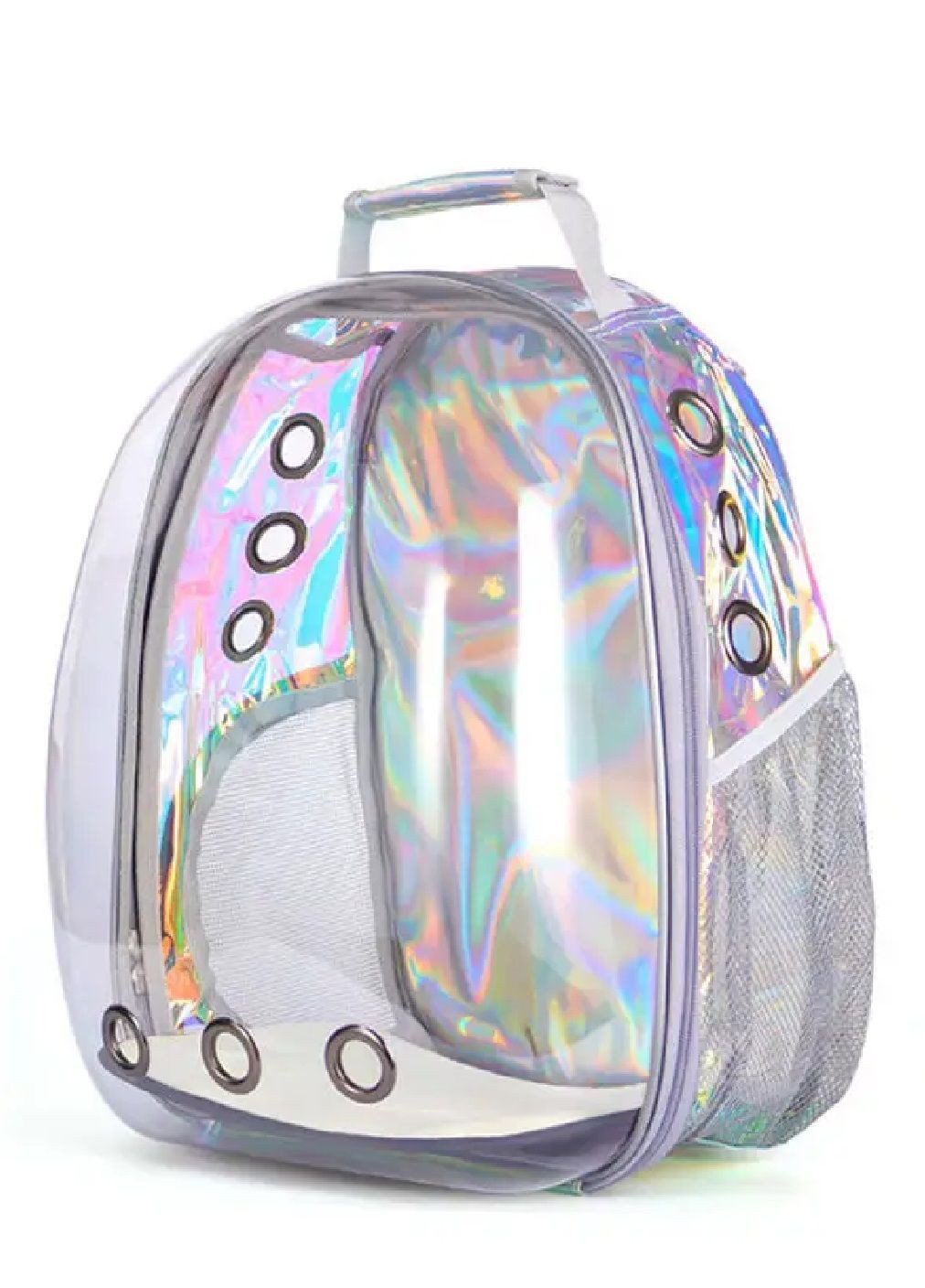 Рюкзак переноска водонепроникна для тварин котів собак з прозорою стінкою 42х31х28 см (477207-Prob) Голографічний білий Unbranded (295469377)