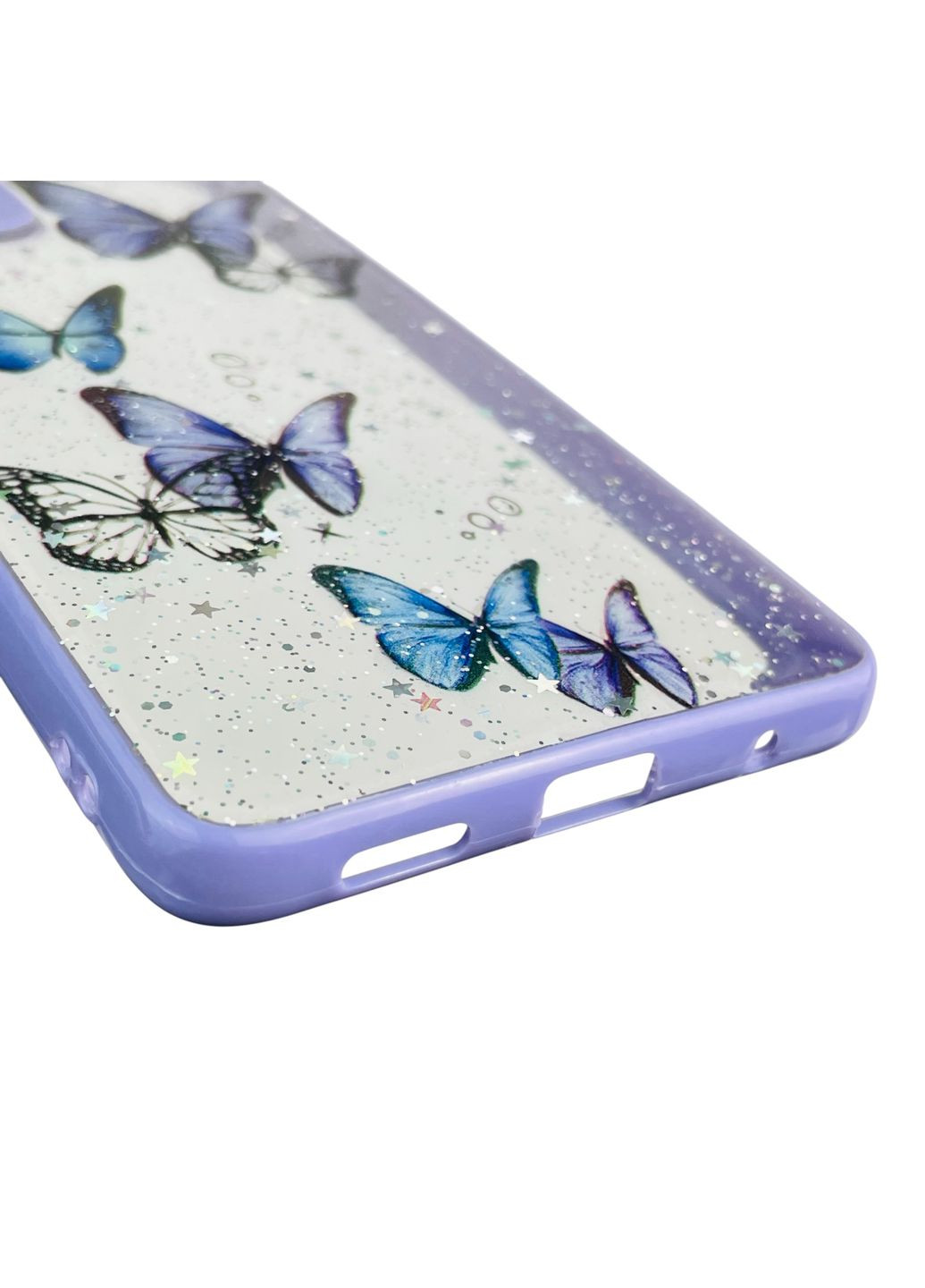 Чохол для Redmi Note 10 Pro 4G з блискітками з метеликами на сяомі редмі нот 10 про 4г бузковий Xiaomi (366390705)