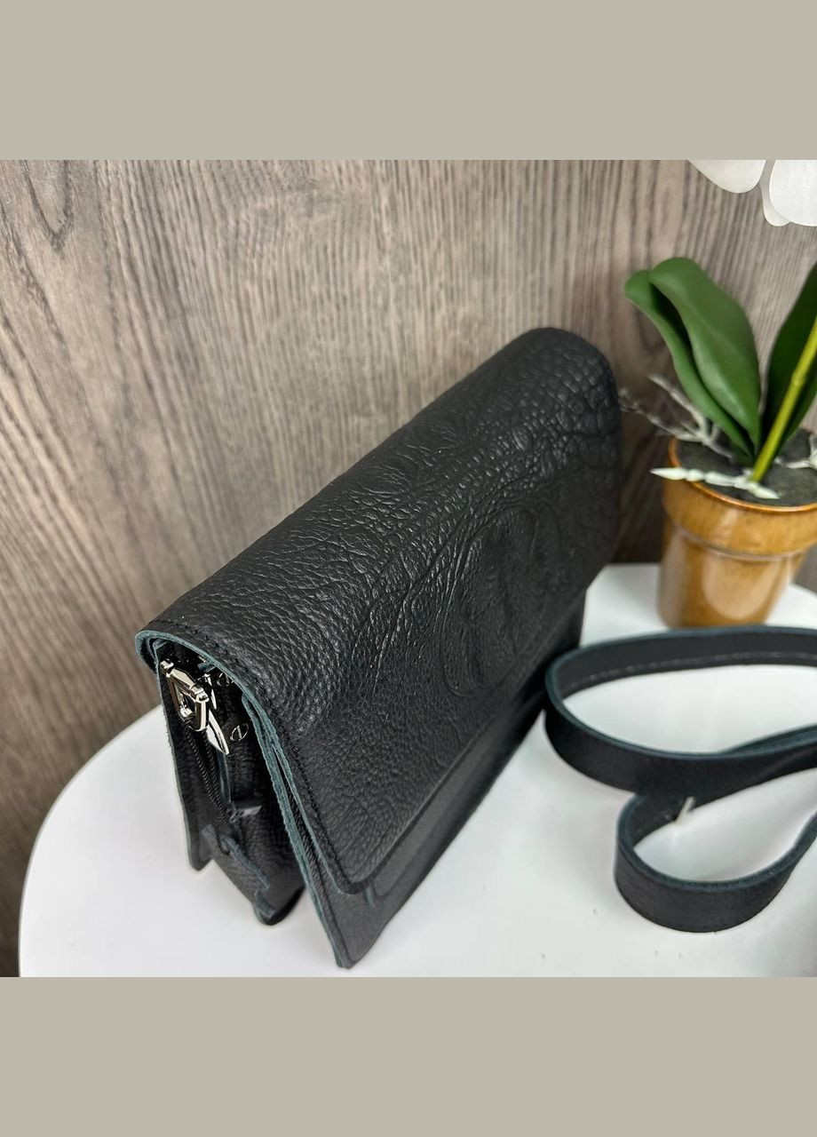 Кожаная женская минисумочка клатч рептилия черная. Маленькая сумка на плече натуральная кожа No Brand (334730979)