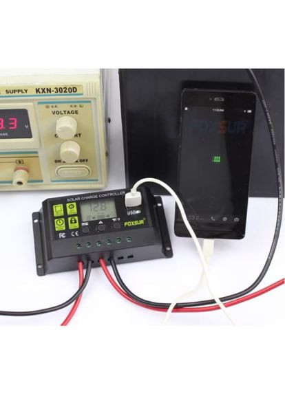 Контроллер заряда с дисплеем и USB 30A 2/24В для солнечных панелей (М1420258) Foxsur (318031928)