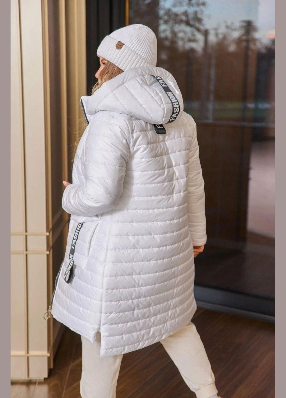 Белая зимняя куртка женская зимняя батальная sf-128 тепло и стильно белый, 62-64 Sofia