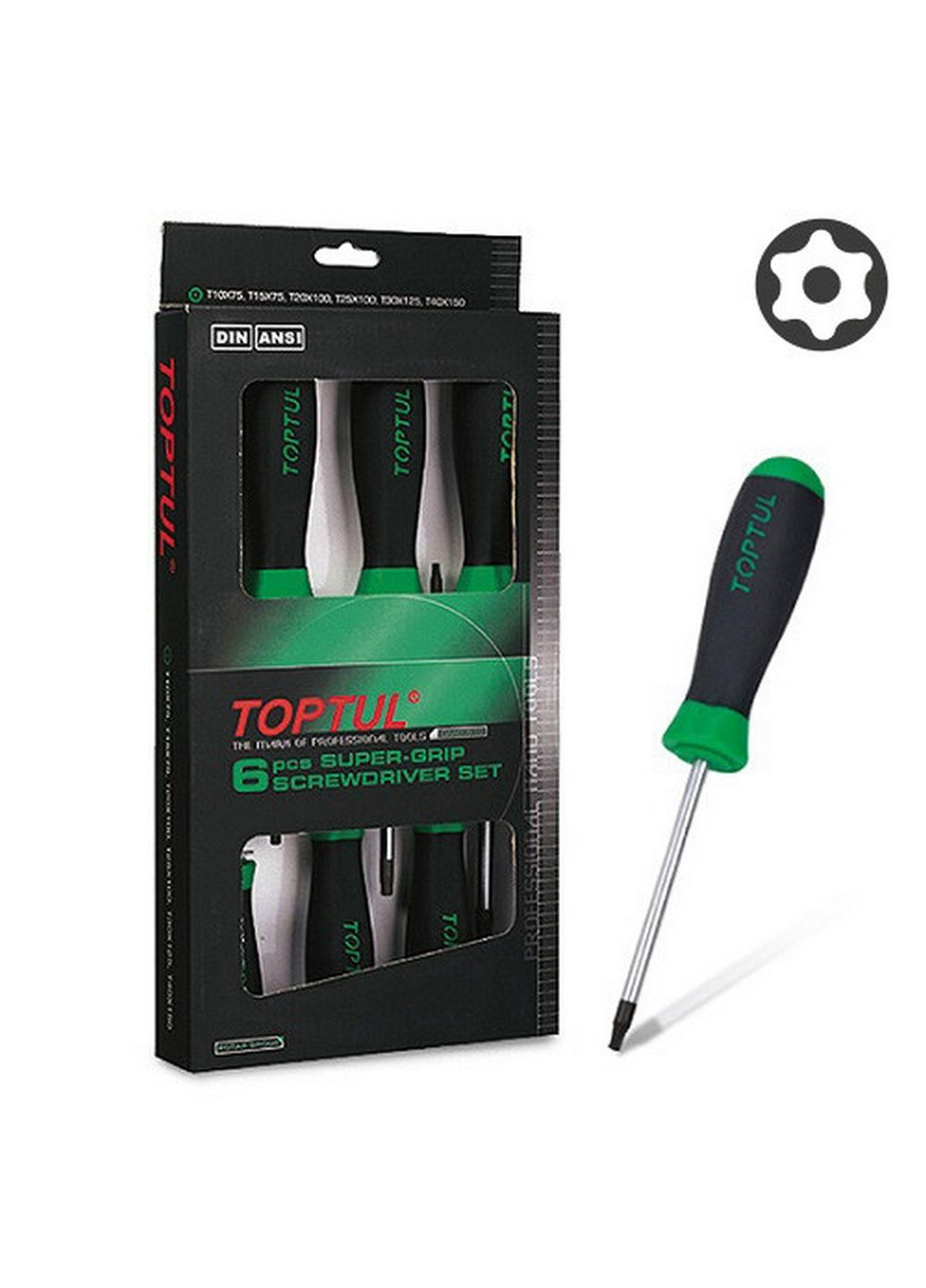 Комплект викруток з отвором T10-T40 6од. TOPTUL (289463029)