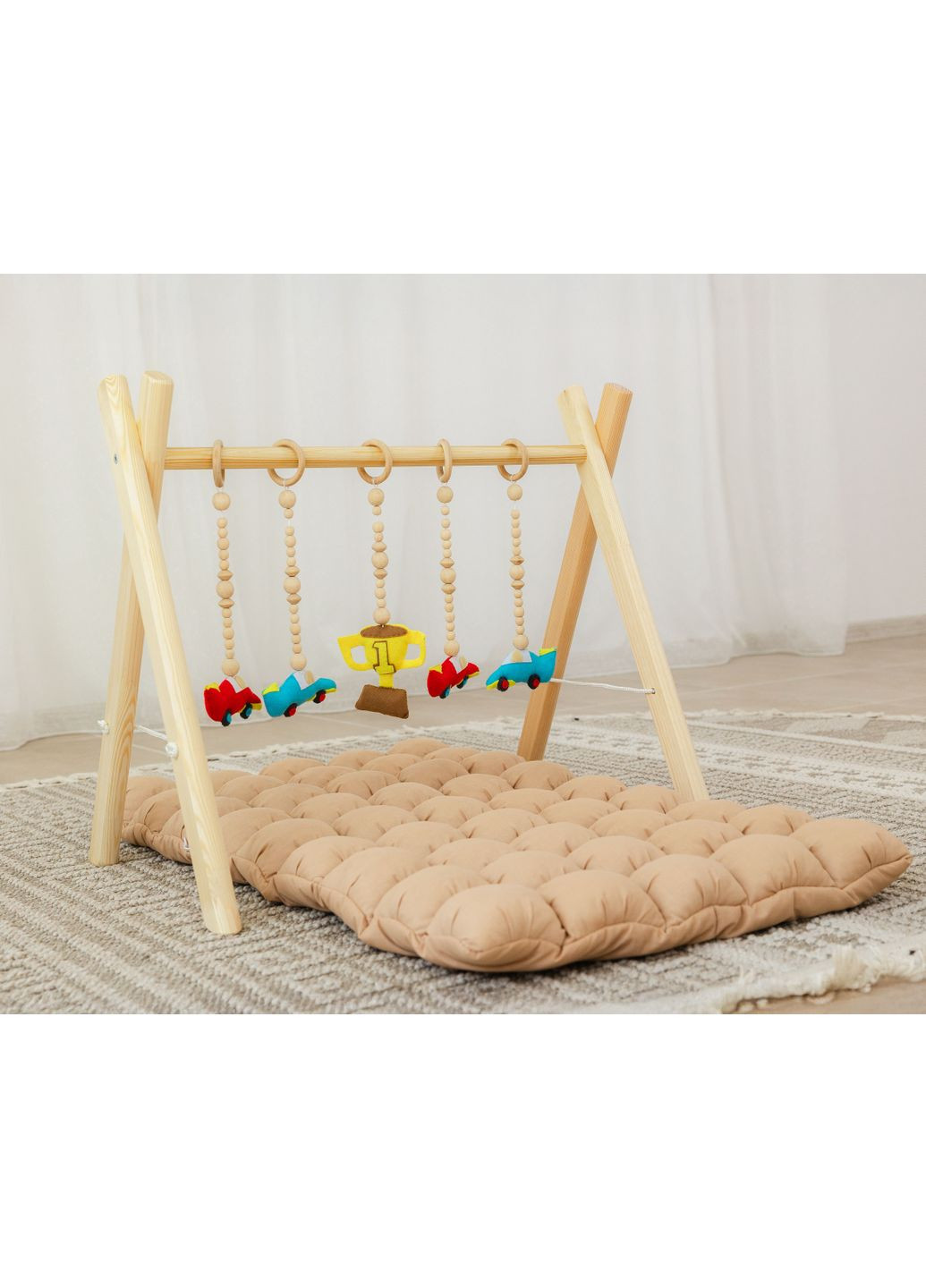Мобіль дерев'яний підлоговий Бебі Джим XRMASTER Чемпіон з матрациком Капучино No Brand (350313842)