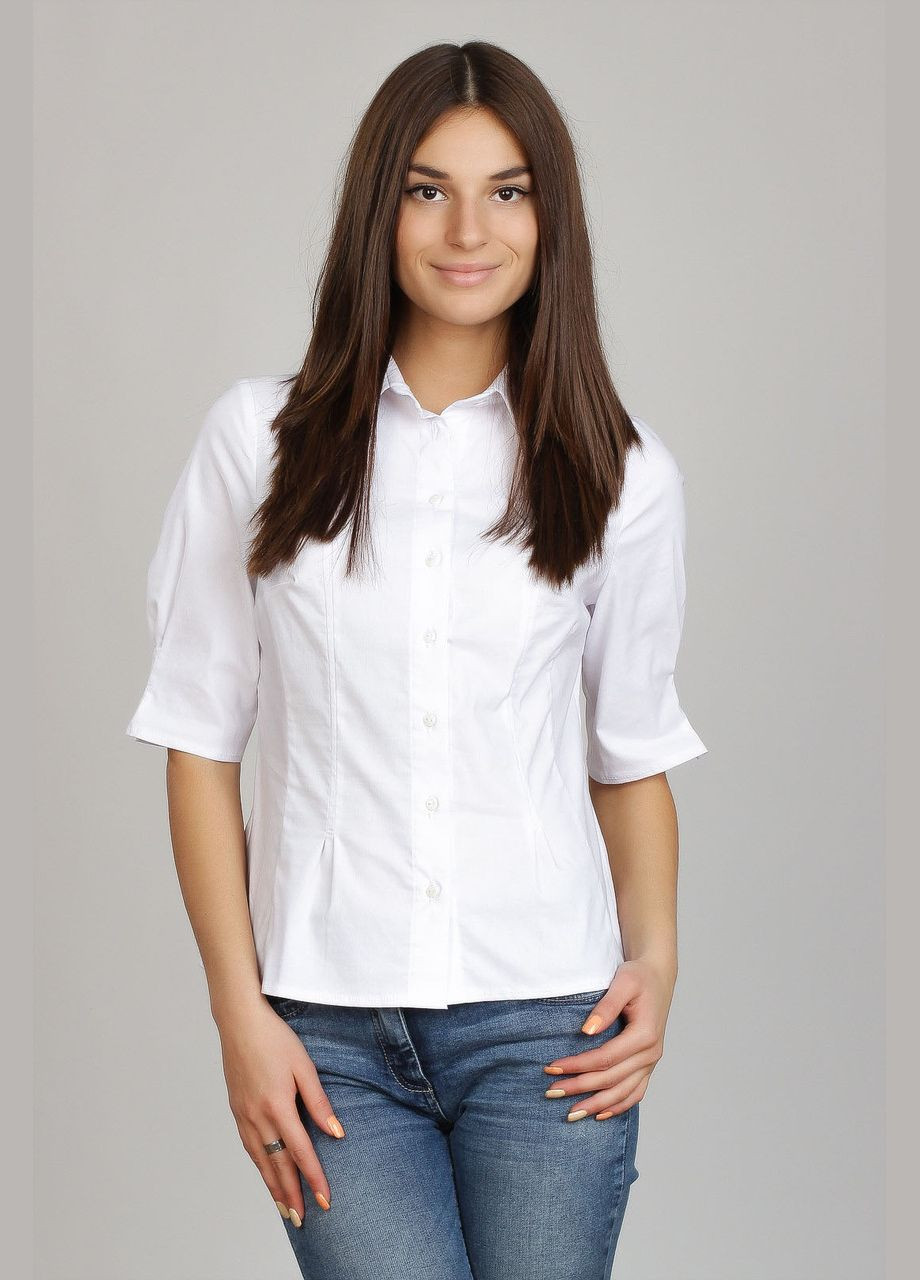 Белая женская блуза с рукавом до локтя Р40 2 Льва (342414895)