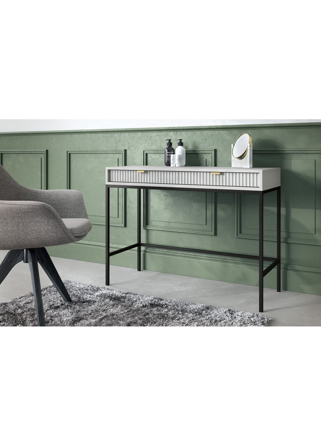 Стол туалетный Новая/Nova с 2 ящиками и черными ножками T104 (PFH-091268) Perfect Home (367736358)