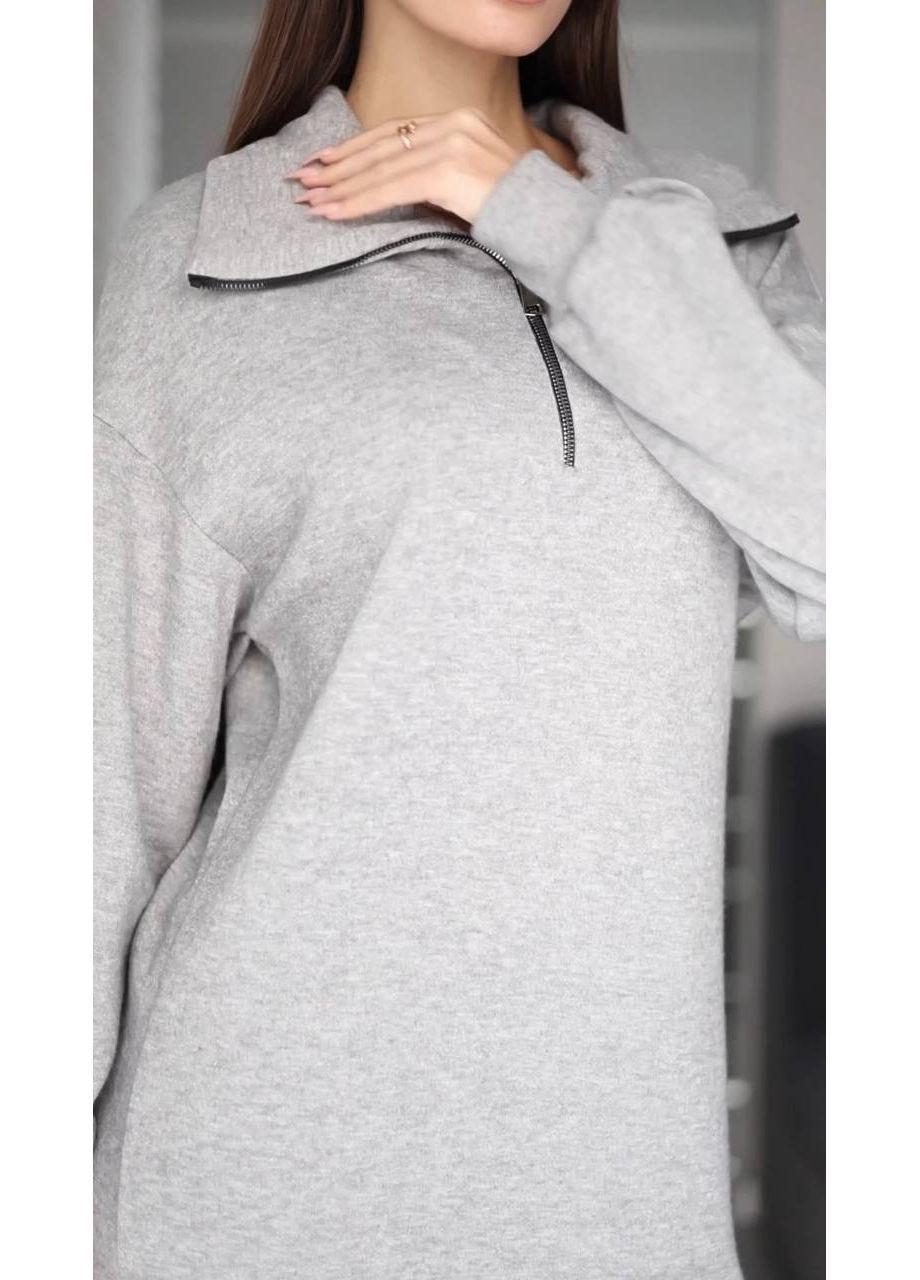 Серое повседневный, кэжуал женское платье из ангоры оверсайз Avanti однотонное