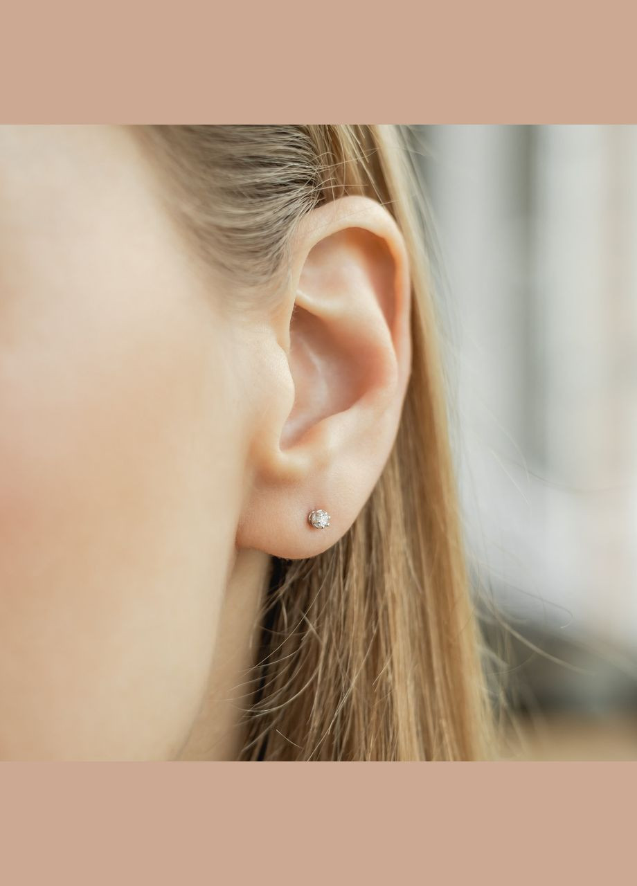 Срібні сережки пусети Промінчик з маленькими фіанітами No Brand (333705744)