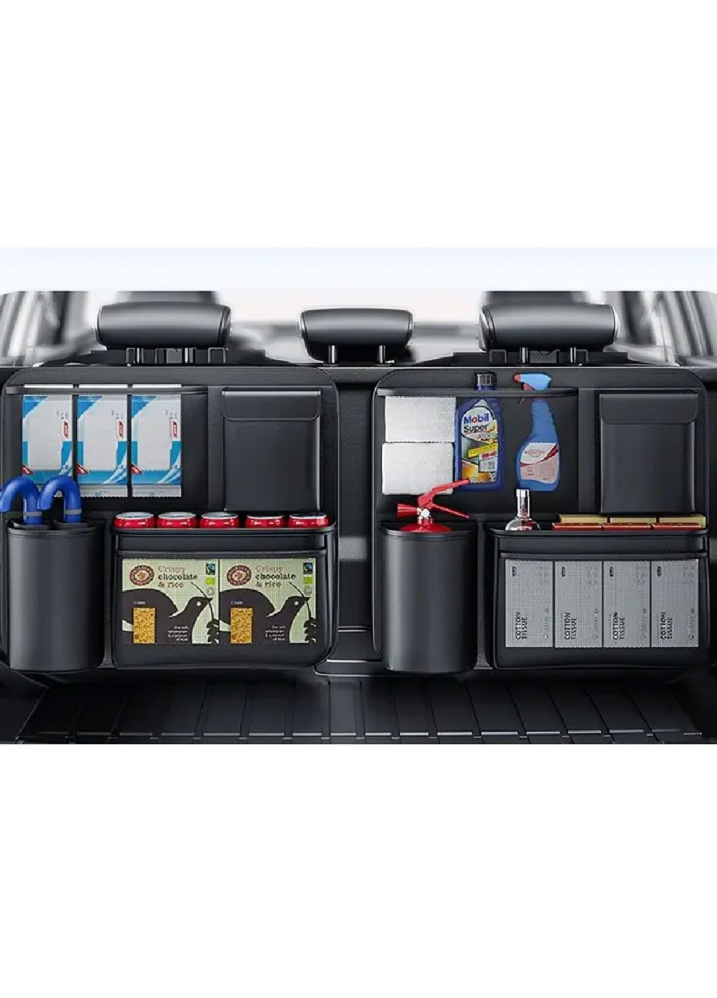 Комплект органайзеров на спинку сиденья в багажник автомобиля 2 штуки искусственная кожа 48х45 см (480287-Prob) Черный Unbranded (333141100)