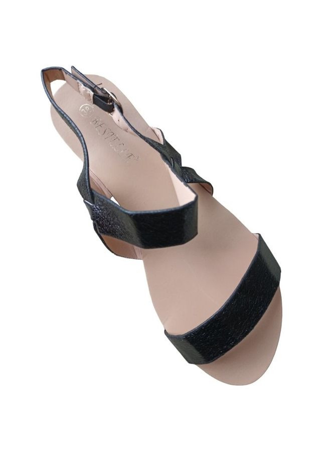 Черные босоножки женские bestelle h8-51 на плоской подошве black 38 размер (24.5 см) No Brand с ремешком