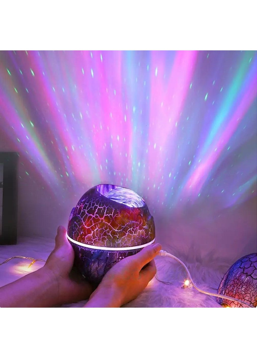 Нічник лампа світильник проектор зоряного нічного неба акумуляторний з Bluetooth колонкою пультом (476475-Prob) Яйце динозавра Unbranded (282954010)