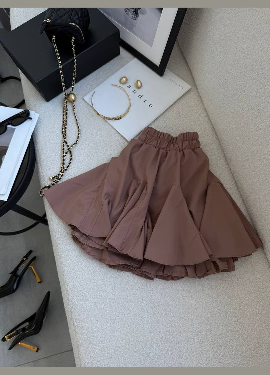 Легка коротка спідниця-шорти із софту однотонна кольору мокко, стильна та повітряна, ідеальний варіант для літніх образів No Brand 591-4 (326502072)