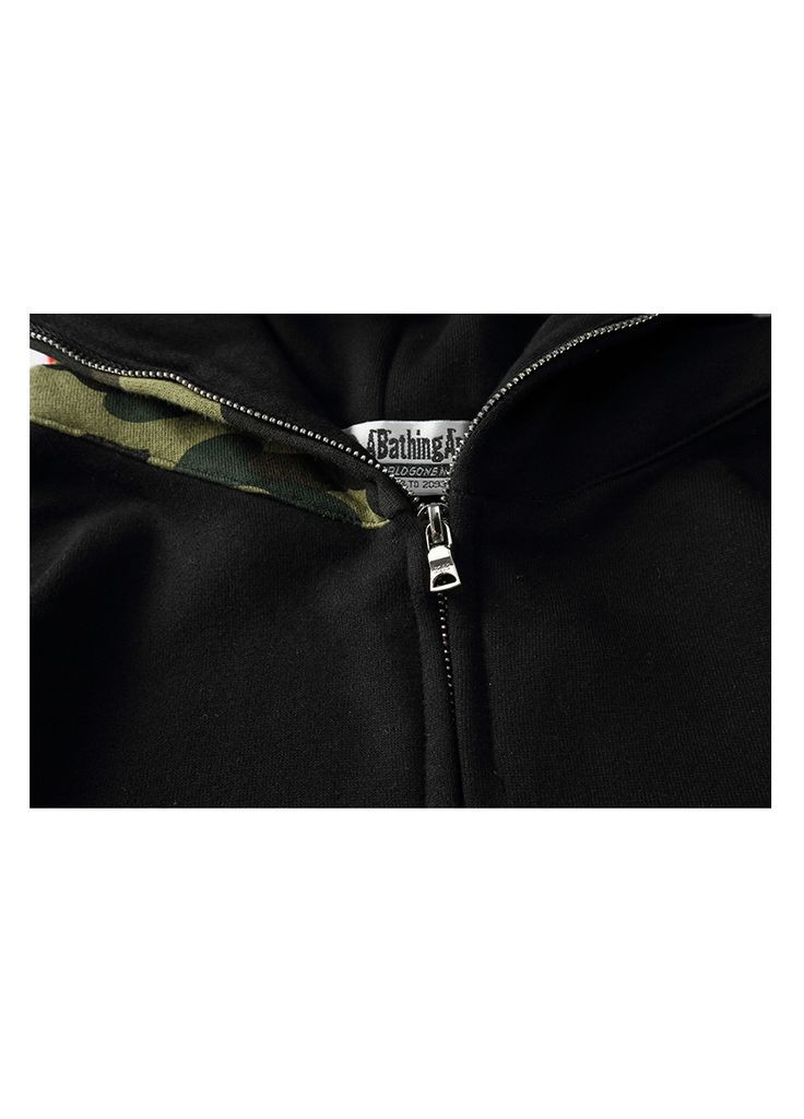Кофта чорна Bape A Bathing Ape Shark Green Camo Full Zip Hoodie Unisex (356677801)