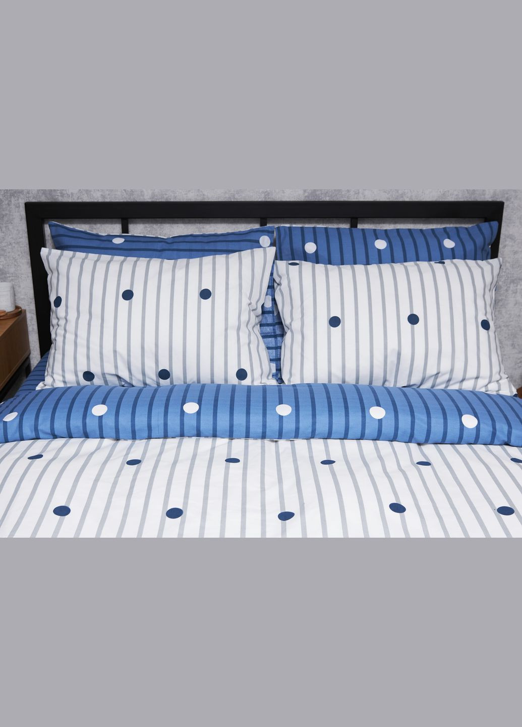 Комплект постельного белья Бязь Gold Люкс «» полуторный 143х210 наволочки 4х70х70 (MS-820004779) Moon&Star peas blue (293148056)
