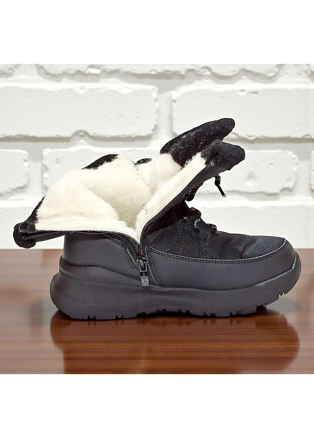 Черные зимние подростковые ботинки для девочки,зимние ботинки для девочки подростка,зимние хайтопы для девочки,дутики для подростка Biki со шнурками