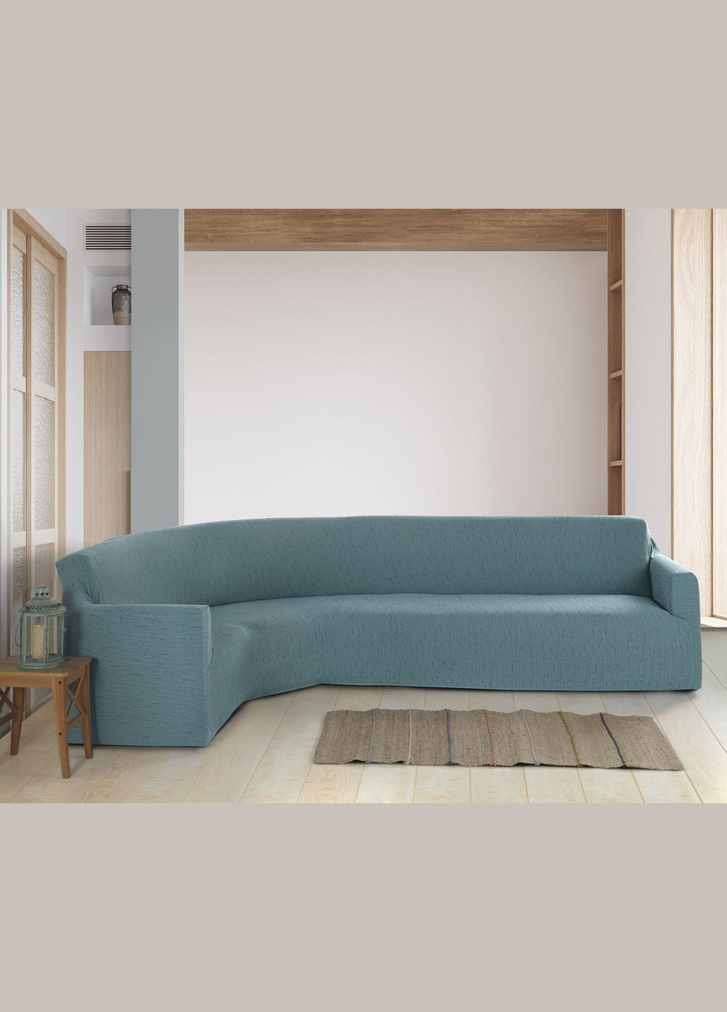 Жакардовий чохолна кутовий диван Kora без спідниці М'ятний Kayra (318382683)