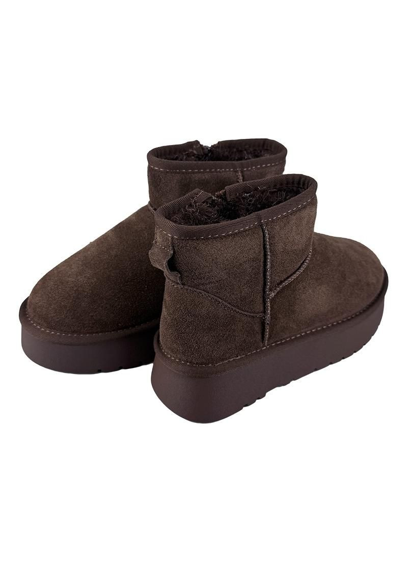 Угги женские замшевые на платформе шоколадные 504-7 No Brand (365244229)