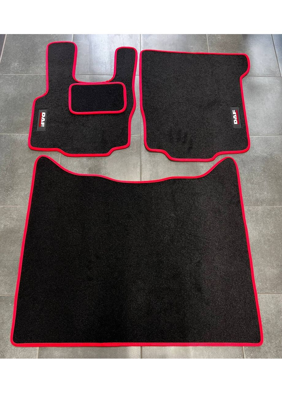Ворсові килимки в салон для DAF 105 АКПП /ДАФ 105 чорні червоний кант Beltex XF (368156809)