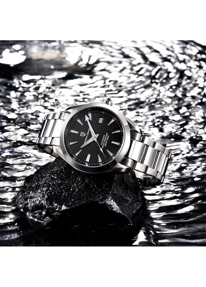 Годинник механічний з автопідзаводом для чоловіків сріблястий водонепроникний з календарем ProDobro (367267367)