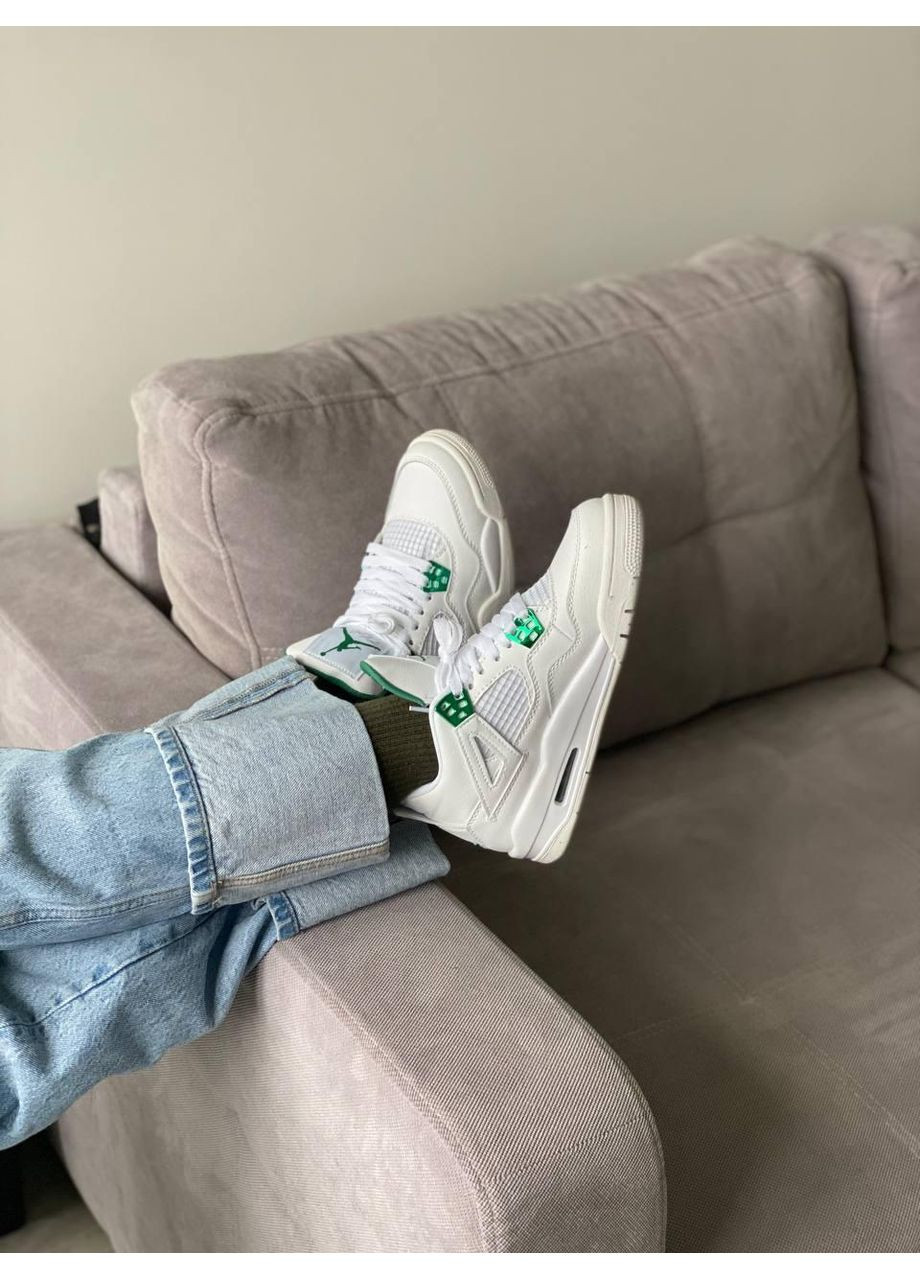 Сірі Осінні кросівки чоловічі nike air jordan retro 4 white green найк аір джордан No Brand