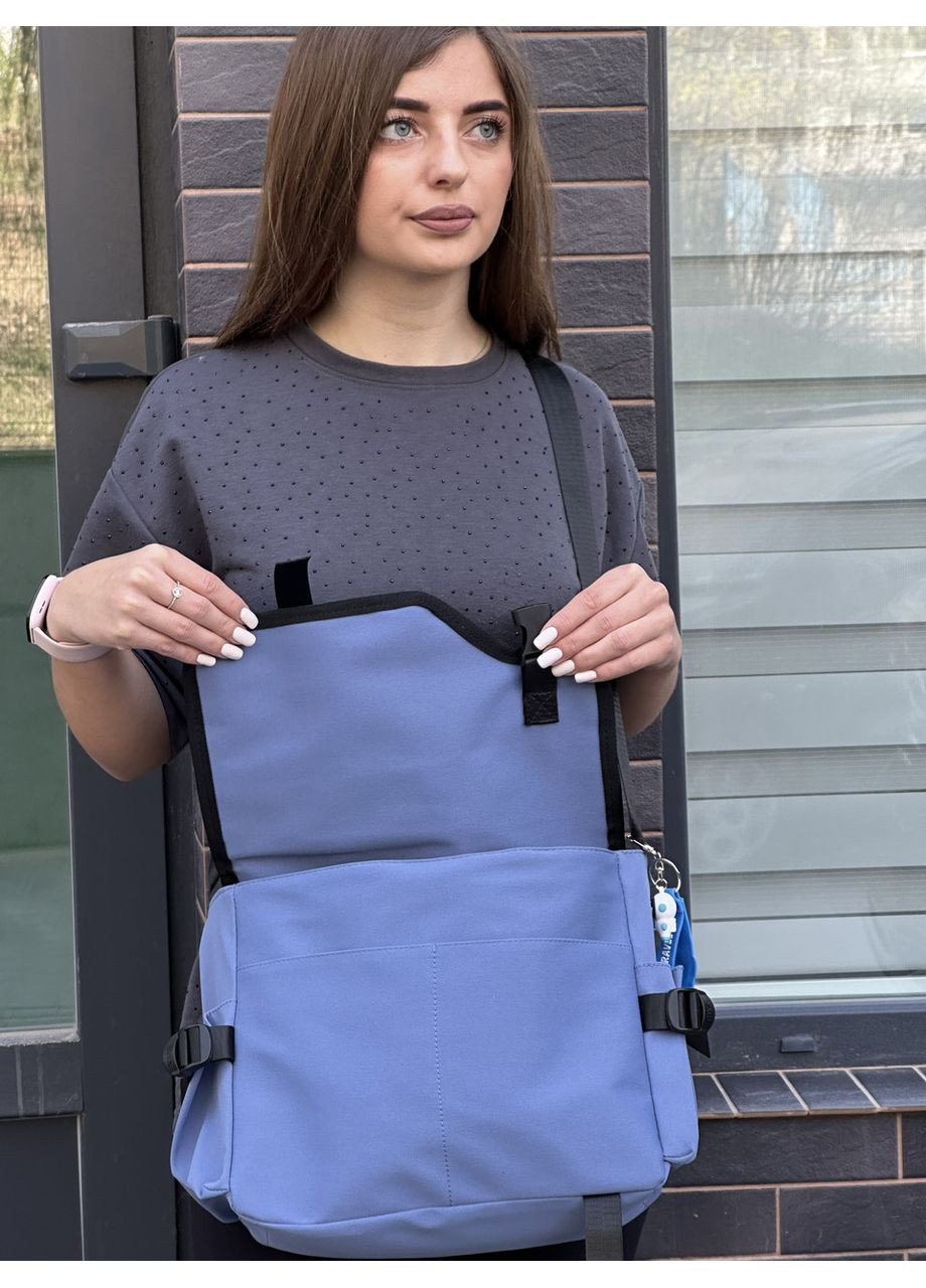 Сумка через плече текстильна підліткова для навчання унісекс синя. Сумка для прогулянок. No Brand (356178953)