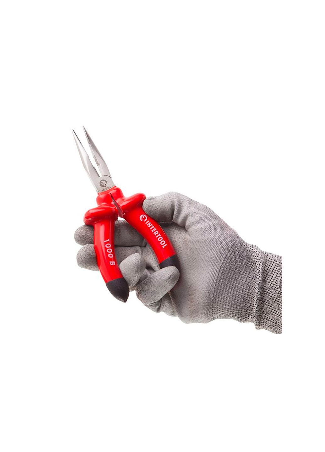 Щипцы удлиненные прямые 160 мм с покрытием Pearl Nickel для работы с электричеством до 1000 В Intertool (335400323)