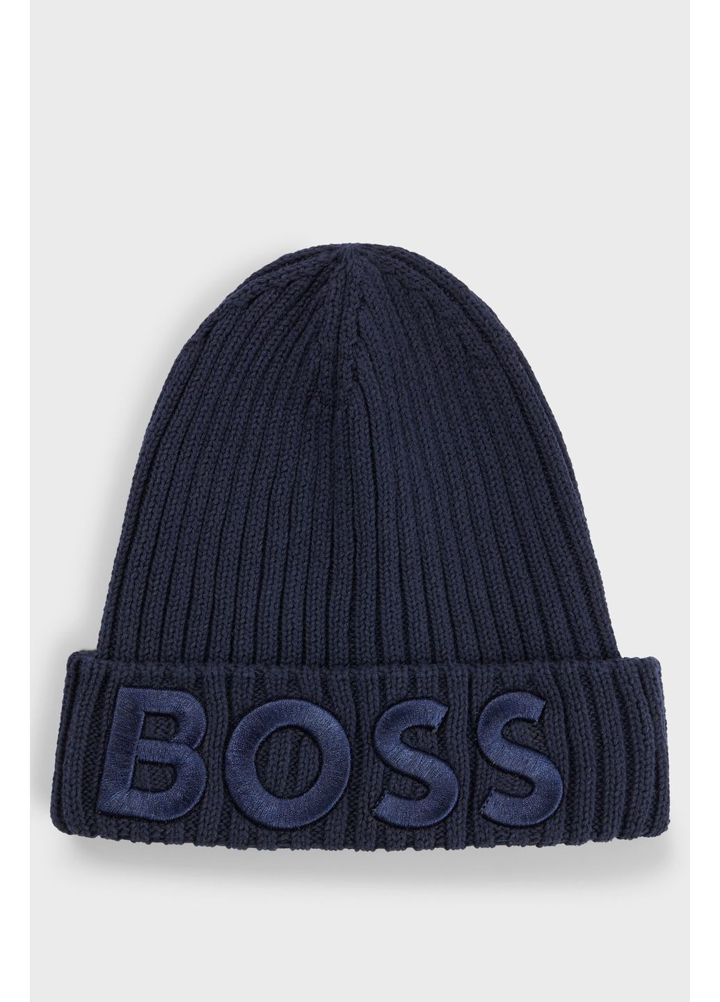 Детская шапка бини из хлопка 3D логотип темно-синяя без размера Hugo Boss (363132863)