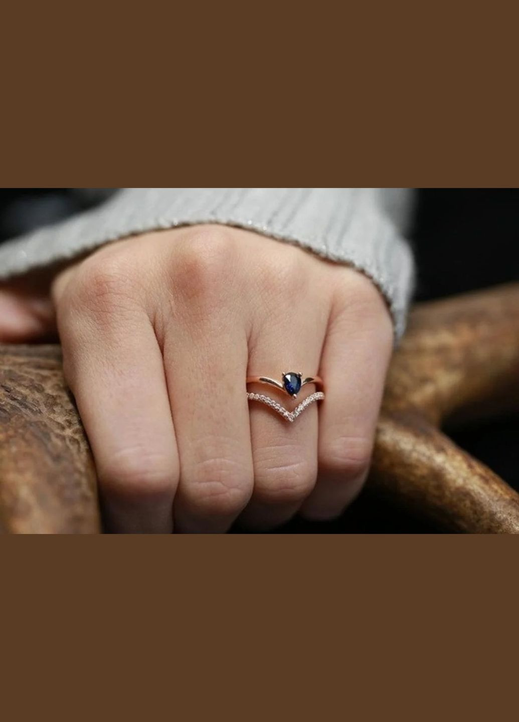 Женское кольцо обручальное кольцо с синим камнем Капля океана размер 16.5 Fashion Jewelry (289355727)