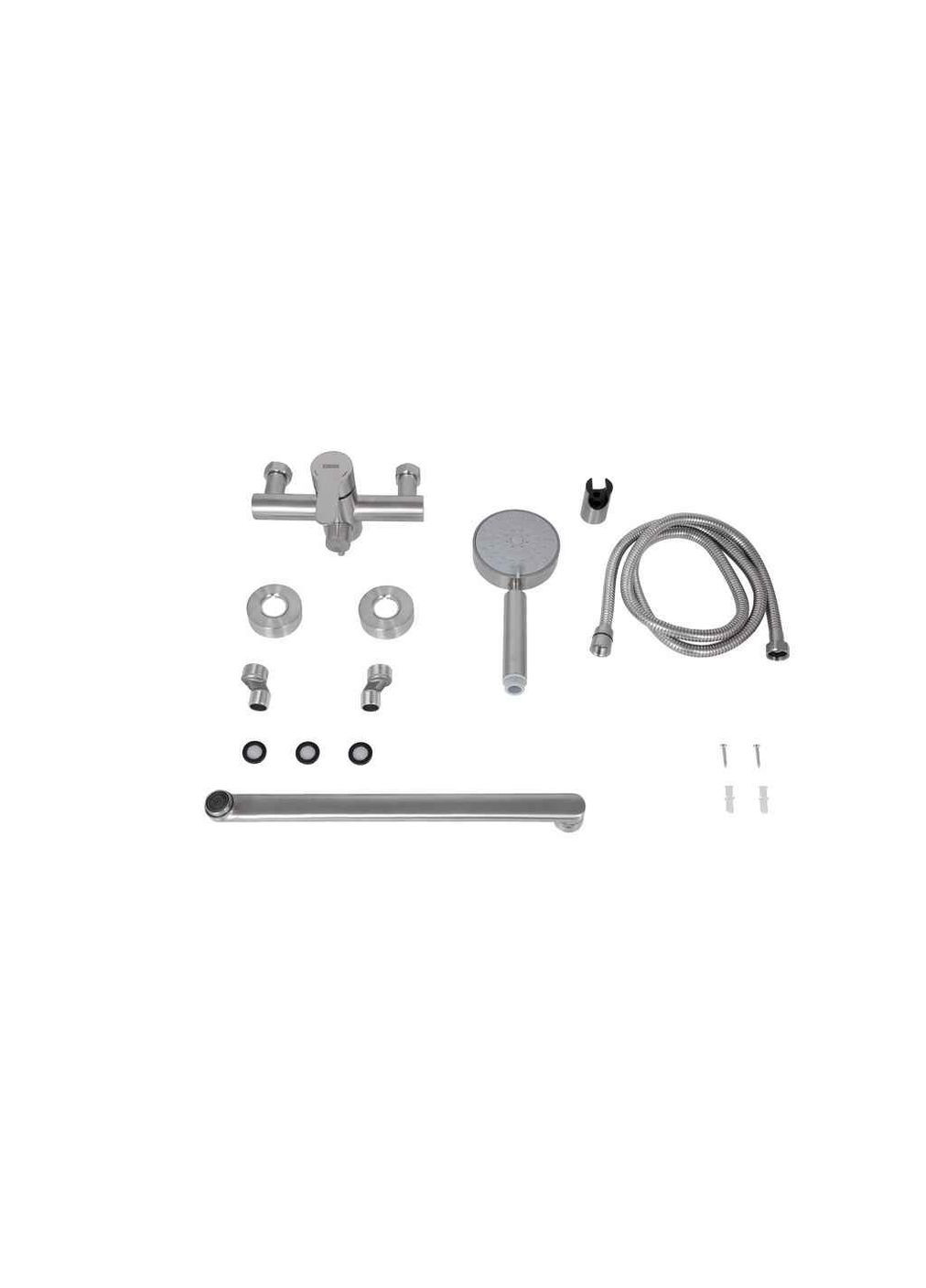 Смеситель Настенный для ванны Pure 005 (k35) с длинным поворотным изливом и душевым гарнитуром BRIPUR005NKL Brinex (365736283)