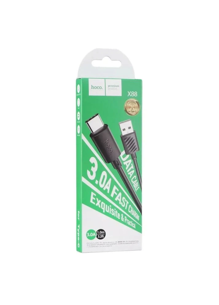 Кабель X88 Gratified USB Type-C - USB-А (M/M), 1 м, Black (6931474783349) Hoco (341487085)
