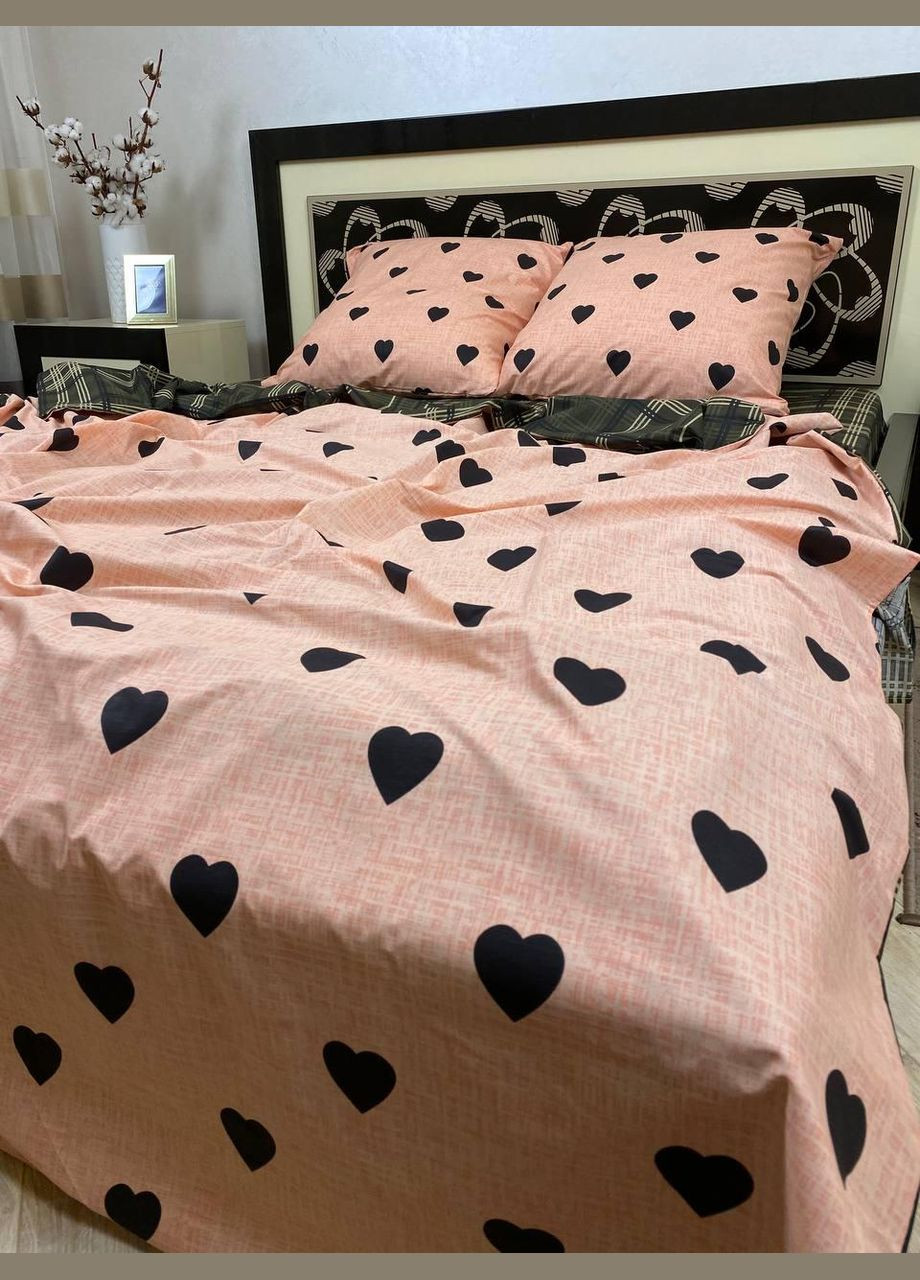 Постельное белье хлопковое Аморе Двуспальное Простынь на резинке 160x200х20 Бязь Пудровое 70 х 70 No Brand (303700477)