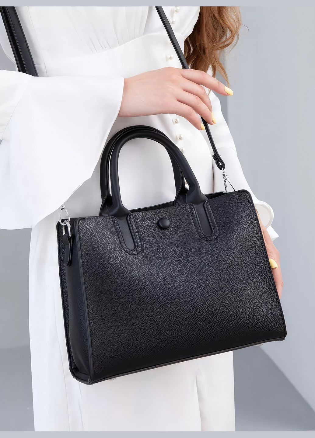 Трендова модна жіноча сумка тоут / вмістка сумка через плече / маленька сумка шопер 2024 9386 Чорний 70156 OnePro (288049562)