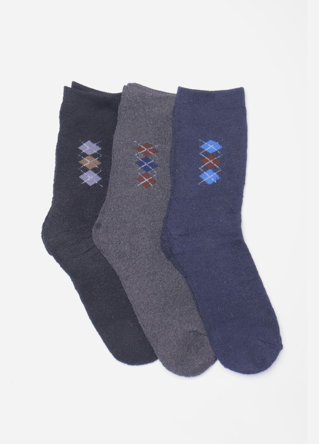 Комбіновані набір шкарпеток чоловічих махрових 3 штуки Let's Shop однотонні (305054183)