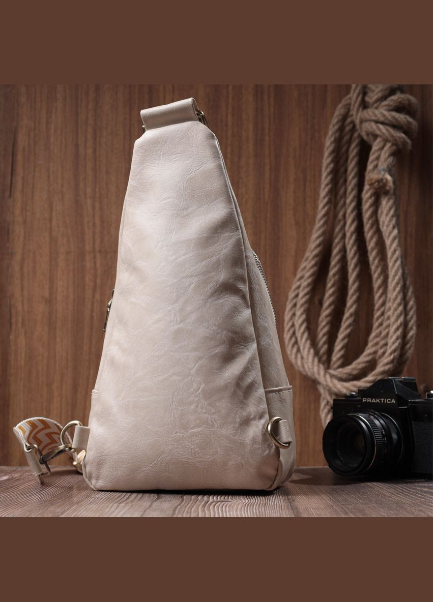 Стильная женская сумка из экокожи с акцентом на текстильную лямку 22774 Белый Vintage (331910239)