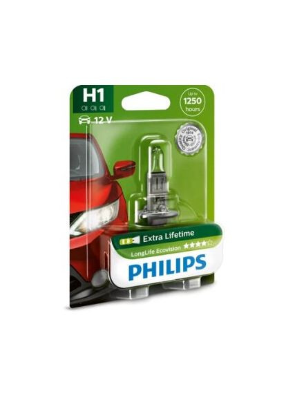Лампа накаливания H1 12V 55W P14,5s LongerLife Ecovision 1шт blister (выр-во) Philips (332212968)