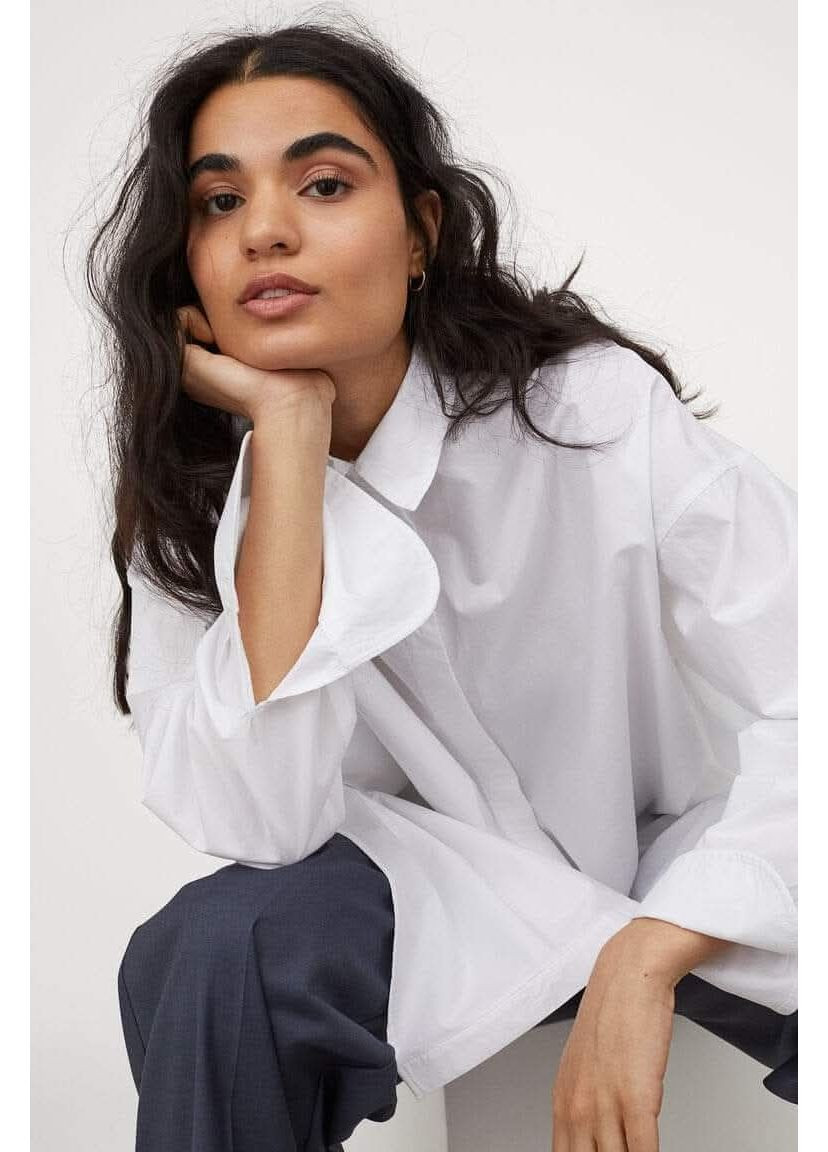 Белая рубашка однотонная H&M