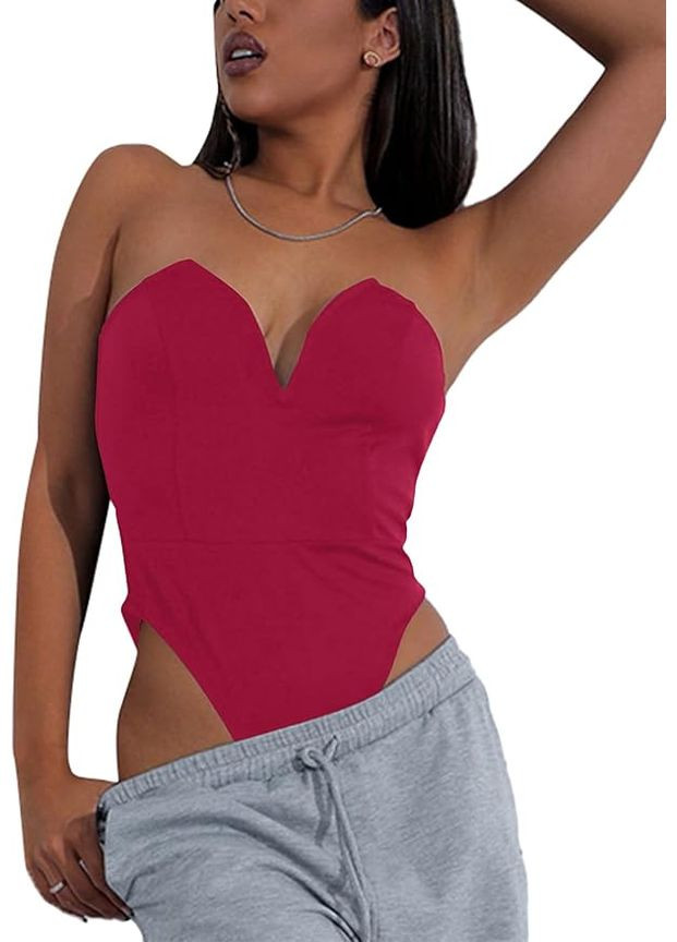 Жіноче боді-топ : Сексуальне, без бретелей, з вирізом "сердечко", у стилі бюстьє/корсет LYANER (337349712)