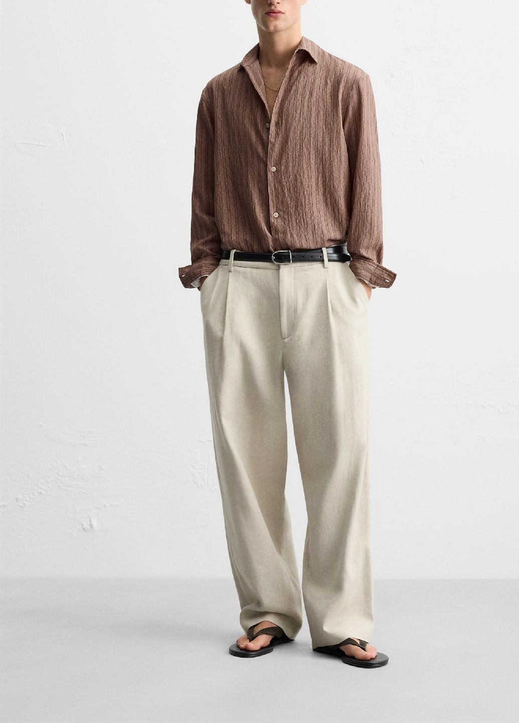 Темно-розовая рубашка в полоску Zara